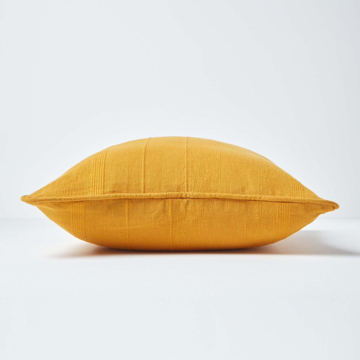 Cotton Rajput Ribbed Cushion Cover | 45cm x 45cm | Mustard
