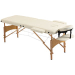 Wooden Folding Spa Beauty Massage Table W/ 2 Sections | One Size | Cream