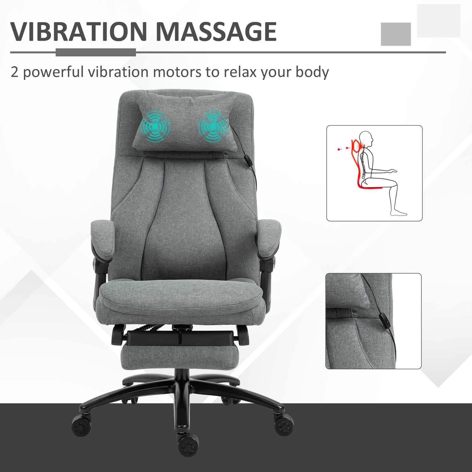 Massage Office Chair 2-point Vibration Usb