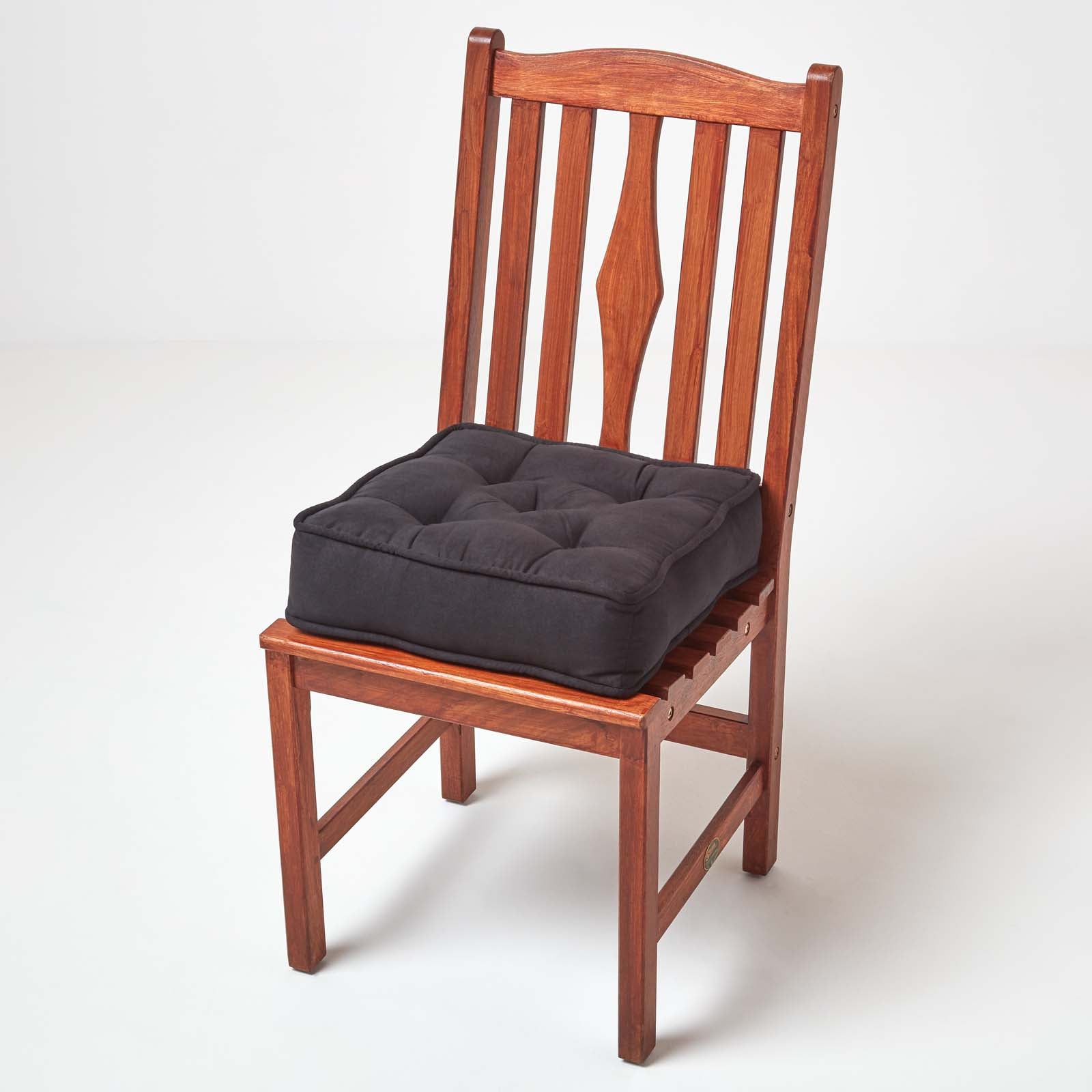 Faux Suede Dining Chair Booster Cushion | 40cm x 40cm | Black
