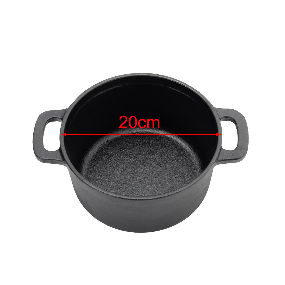 14cm/20cm Dia Mini Cast Iron Dutch Oven With Lid | Large | Black