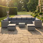 Oliena 12 Seat Modular Rattan Large U-shape Garden Furniture | Grey