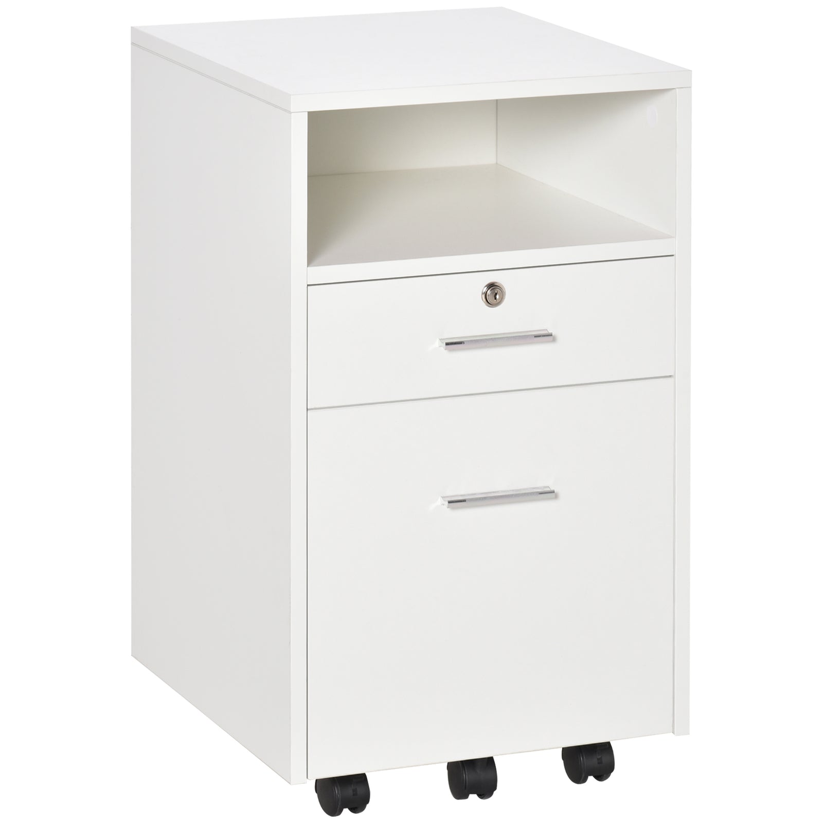 Mobile File Cabinet Lockable Documents Storage With Wheels | One Size | White