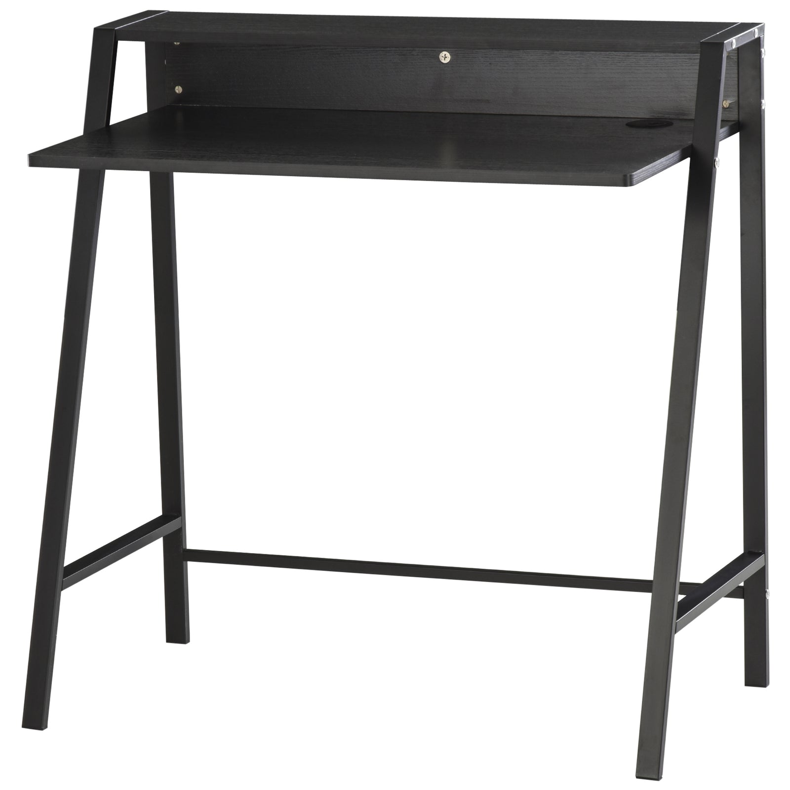 2-tier Storage Computer Workstation With Shelf, Metal Frame | Black