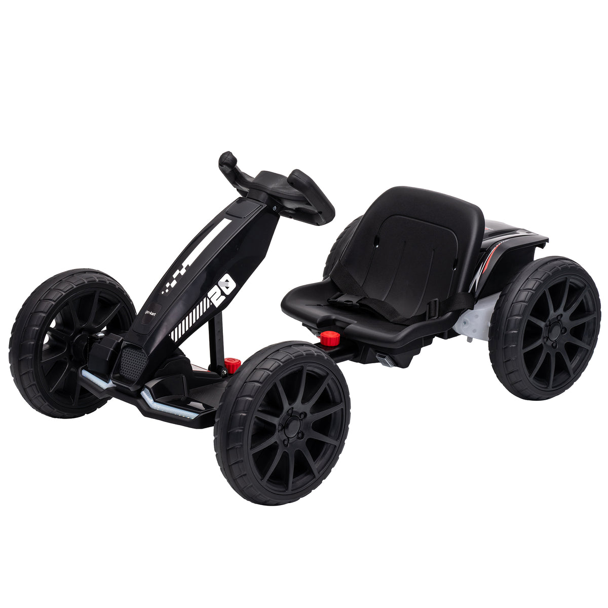 Electric Go Kart For Kids With Dual Motors, Adjustable Seat | Black