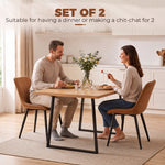 Faux Leather Upholstered Kitchen Chairs With Metal Legs | Brown