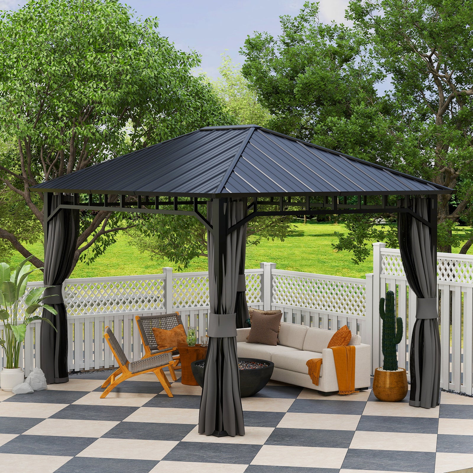 Outsunny 3x4m Hardtop Gazebo With Galvanised Steel Roof