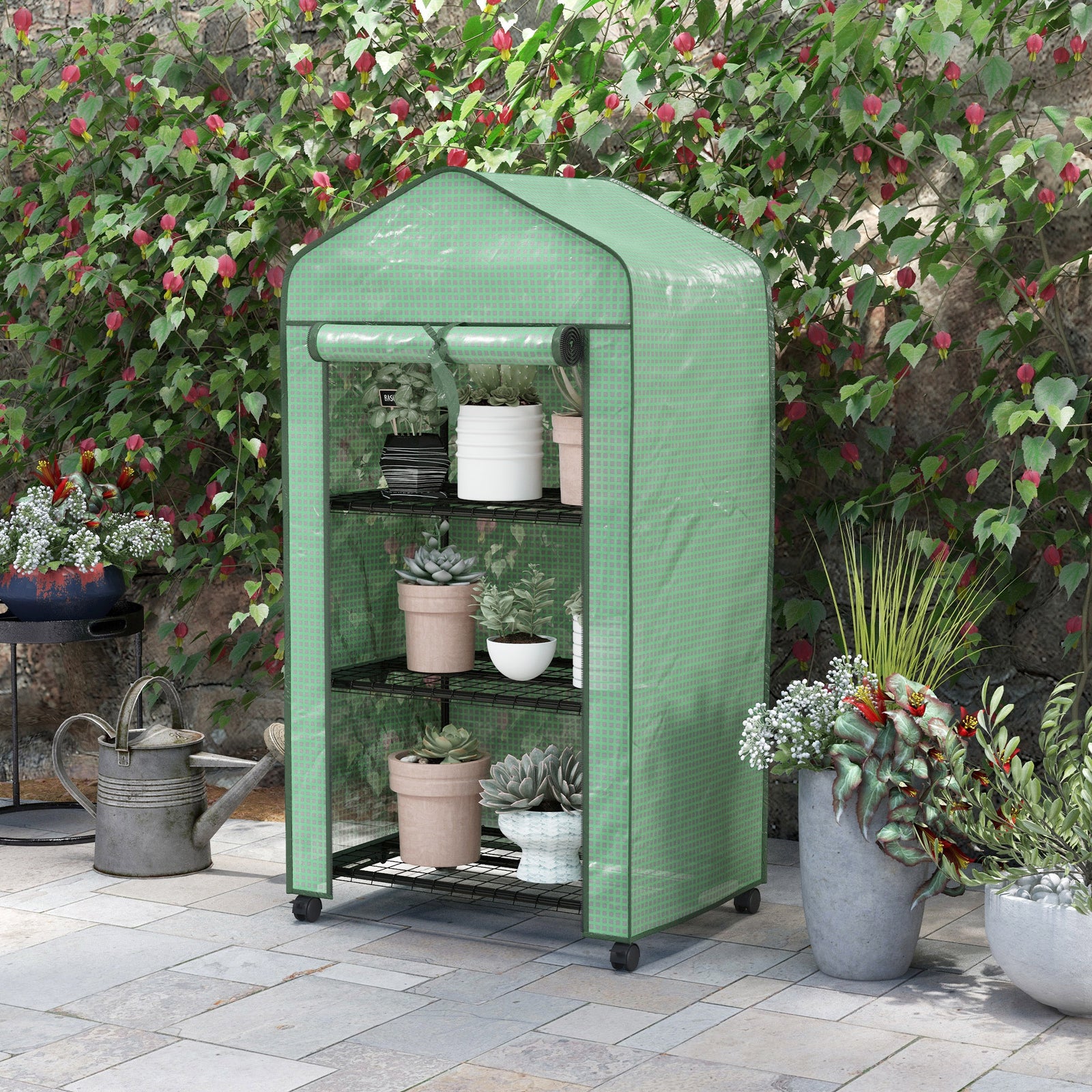 3-tier Mini Greenhouse W/ Pe Cover | Green