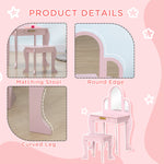 Kids Dressing Table Set Kids Vanity Set W/ Drawer, Mirror | Pink