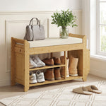 Shoe Bench Cushioned Seat 100 Cm | Natural