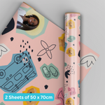 2 Sheets & 2 Tags Birthday Wrapping Paper