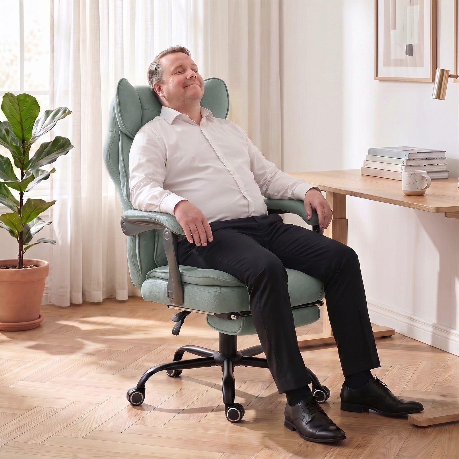 Big And Tall Office Chair With Lumbar Support | Light Blue