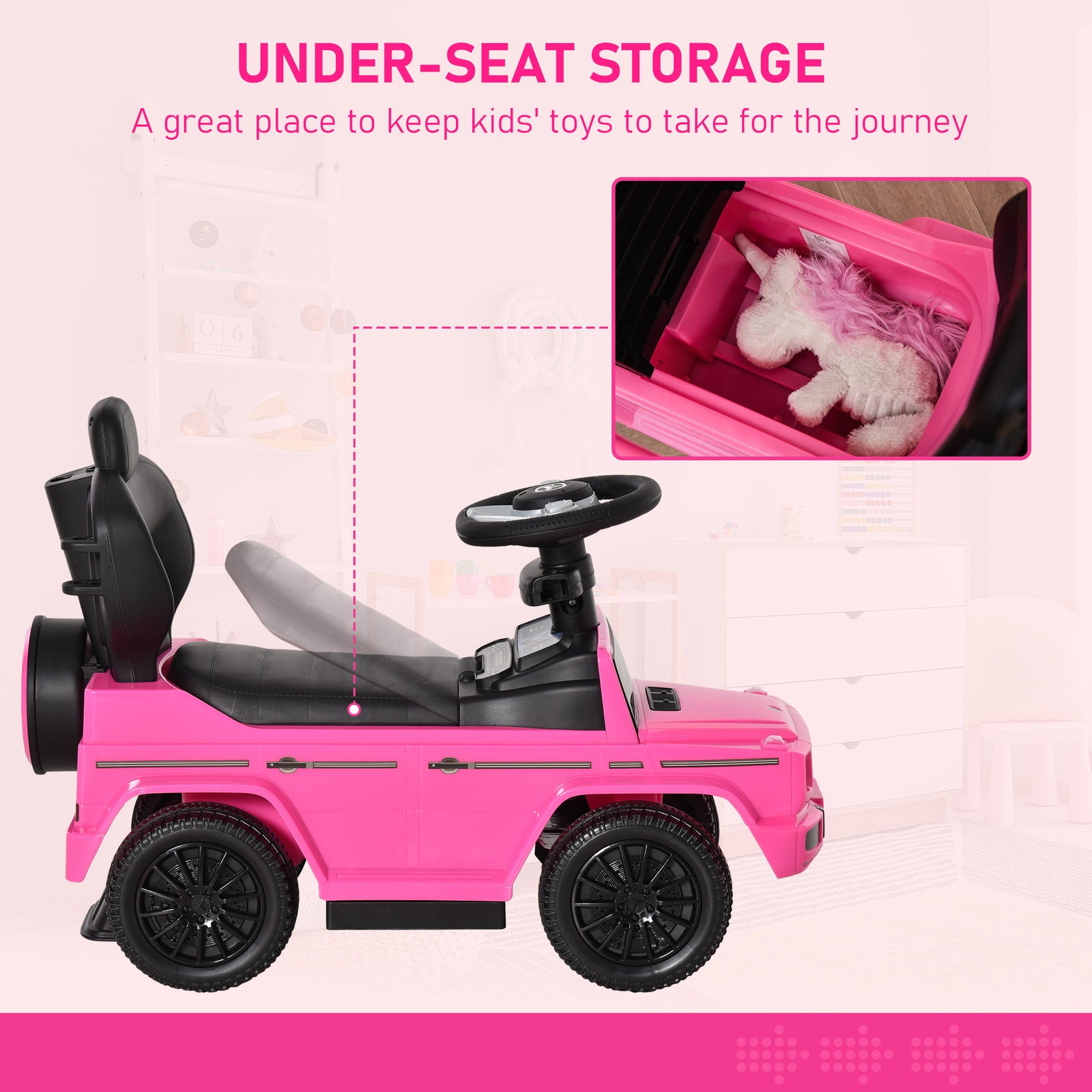 Kids Ride-on Push Car 3 In 1 Benz G350 Baby Floor Slider Walker | Pink