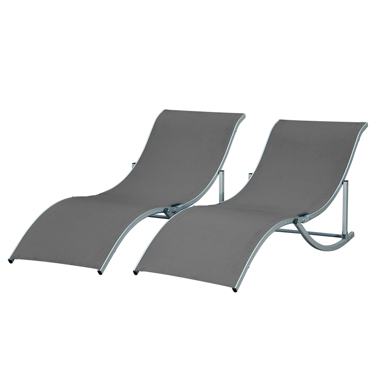 2pcs S-shaped Lounge Chair Foldable Sun Lounger | Gray