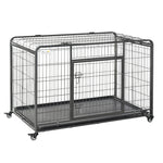 81x125cm Metal Dog Cage W/ Locking Door, Wheels