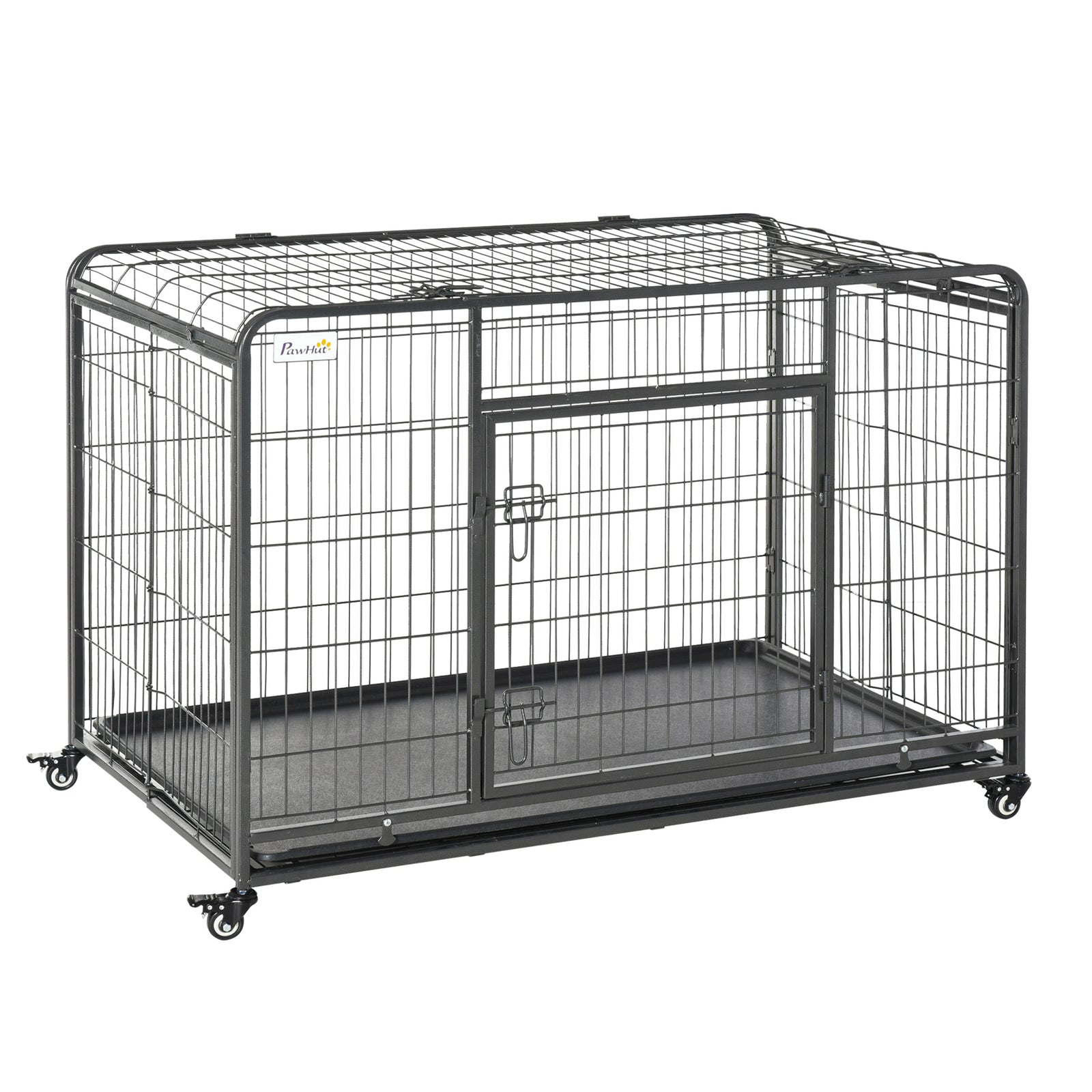 81x125cm Metal Dog Cage W/ Locking Door, Wheels