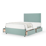 Plush Velvet 4 Drawer Divan Base And Plain Headboard | King | Duck Egg