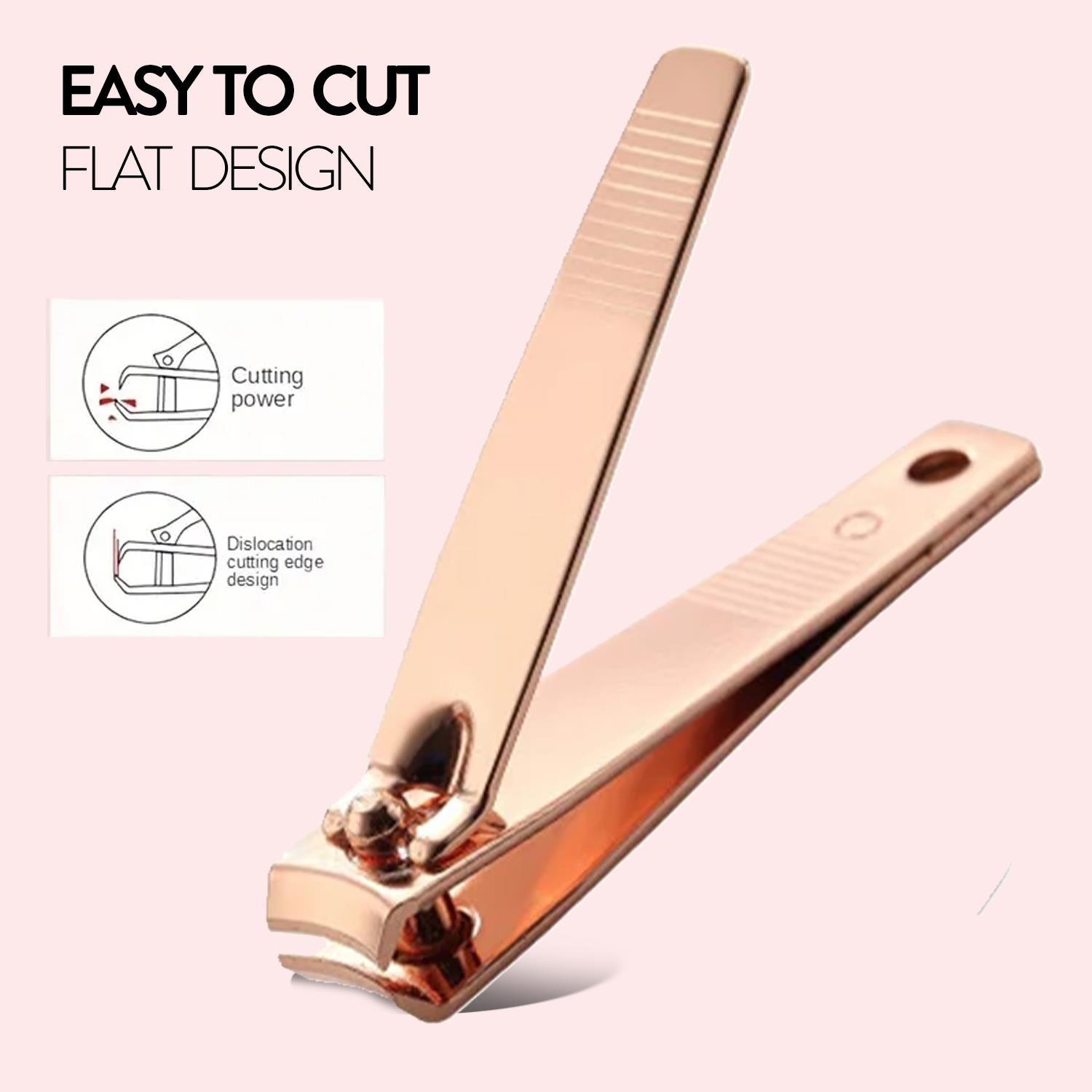 Aquarius Nail Clippers Stainless Steel Rose Gold Ergonomic Manicure Cutter Set Of 3