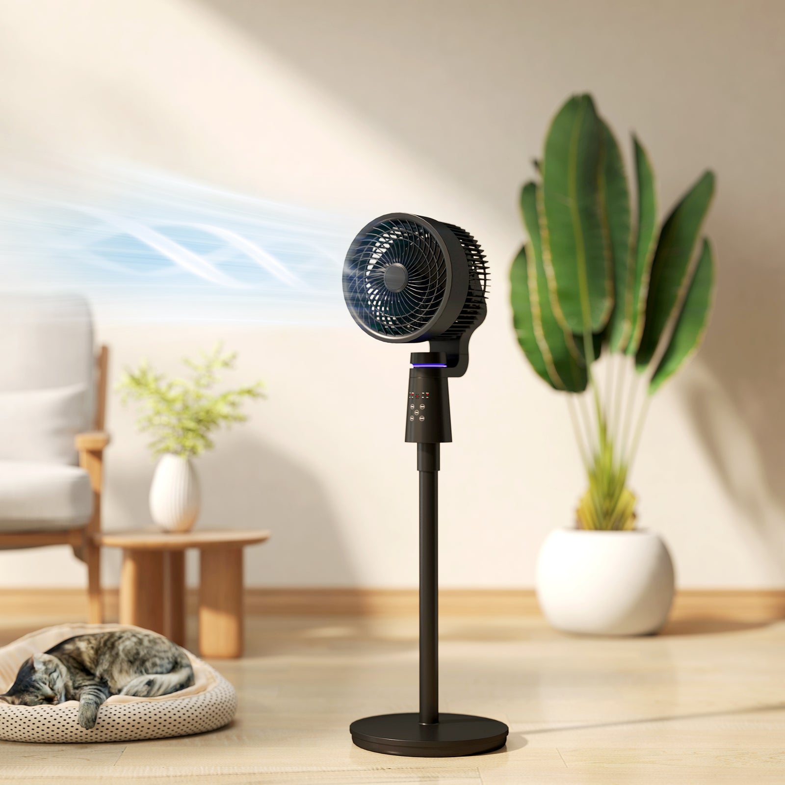 Pedestal Fan, Air Circulation Fan With Oscillating, Tilt | One Size | Black