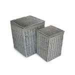 Grey Wash Square Laundry Basket With Grey Sage Lining