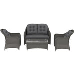 4 Pieces Pe Rattan Wicker Sofa Set Outdoor Conservatory | Light Grey