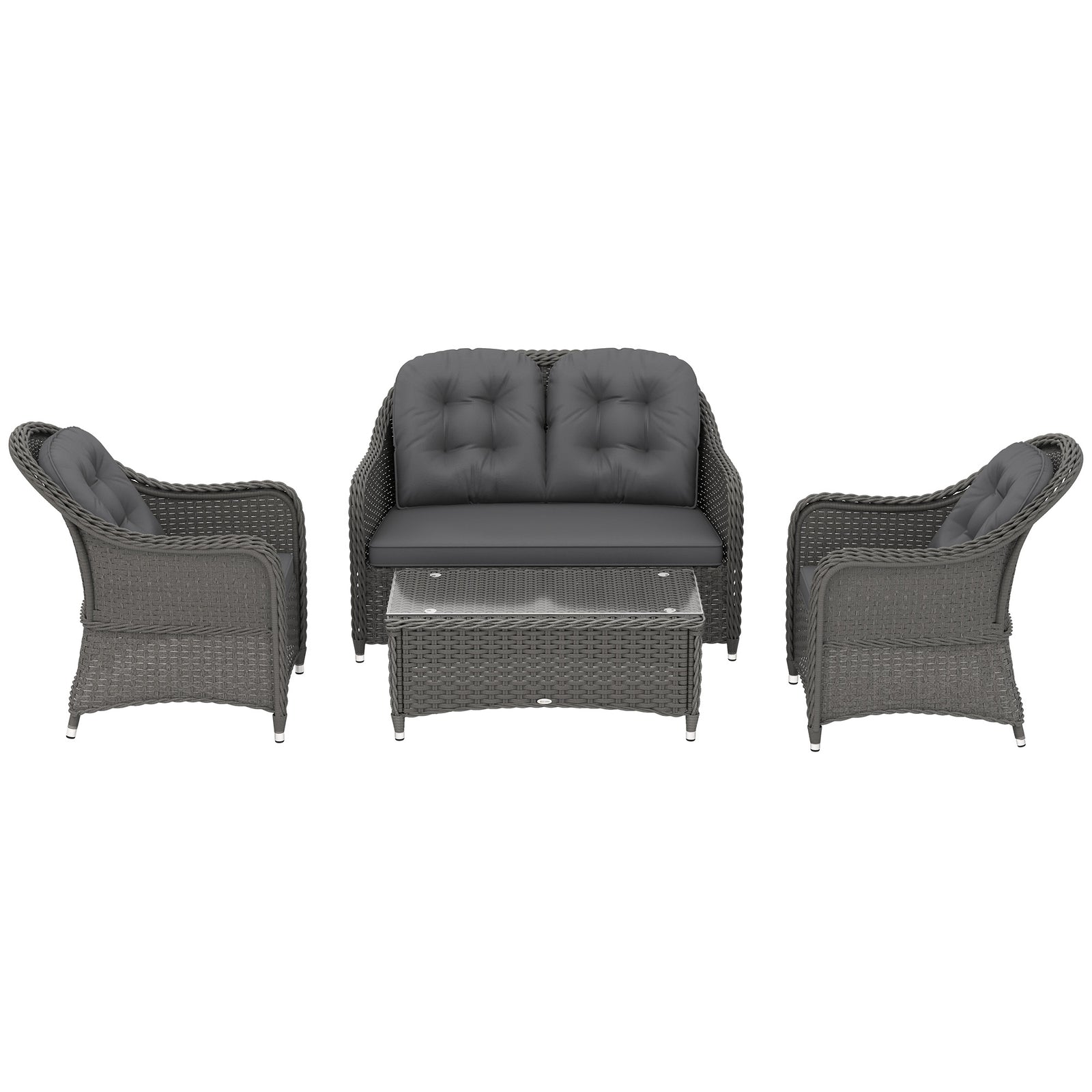 4 Pieces Pe Rattan Wicker Sofa Set Outdoor Conservatory | Light Grey