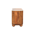 Beaumont Marble Shoe Bench, 2 Open Shelves, White and Brown