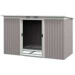 9 X 4ft Outdoor Metal Frame Garden Storage Shed W/ 2 Door | Light Slate Gray
