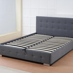 The Oslo Grey Linen Tufted Ottoman Bed Frame | King | Grey