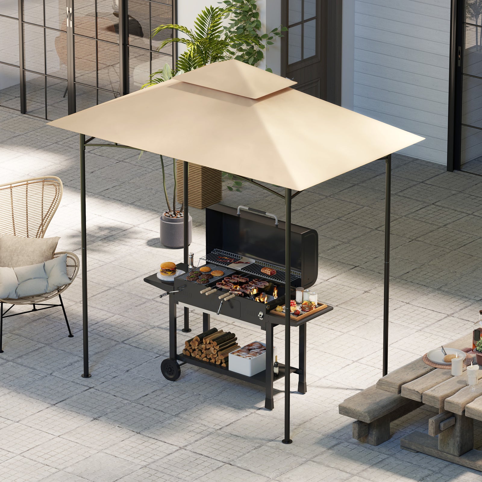 Grill Gazebo Cover Roof Replacement For 1.5 X 2.4m Frame | Beige