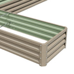 L-shaped Galvanized Steel Raised Garden Bed | One Size | Brown