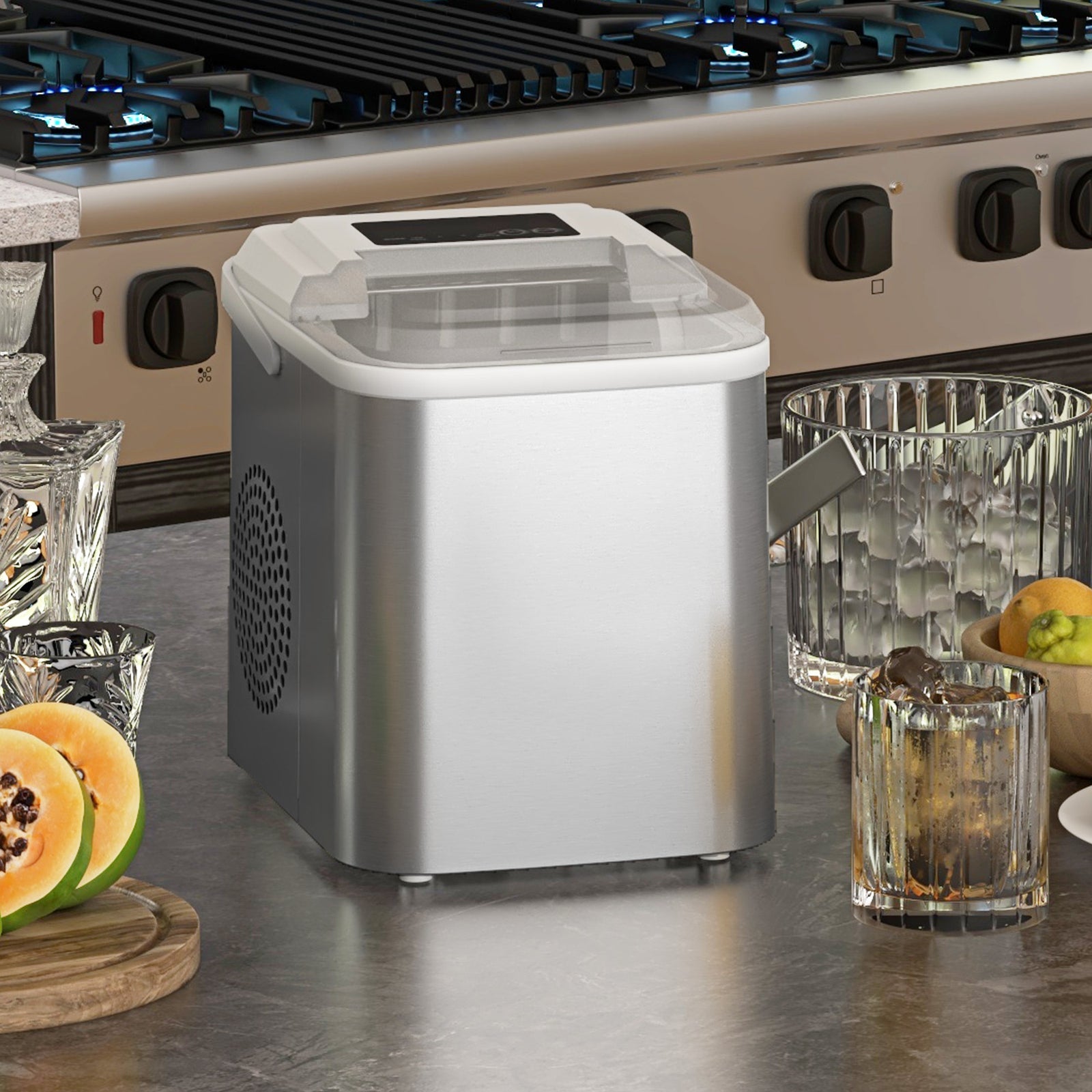 Portable Ice Cube Maker With 2 Cube Sizes 12kg Per 24 Hrs
