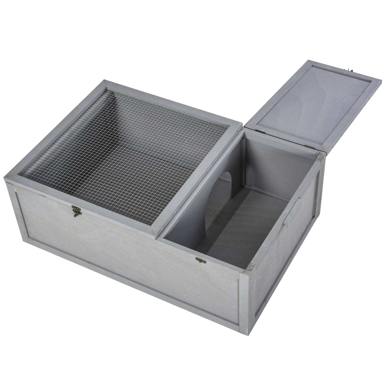 94 Cm Wooden Tortoise House Turtle Habitat Small Reptile Cage | Gray