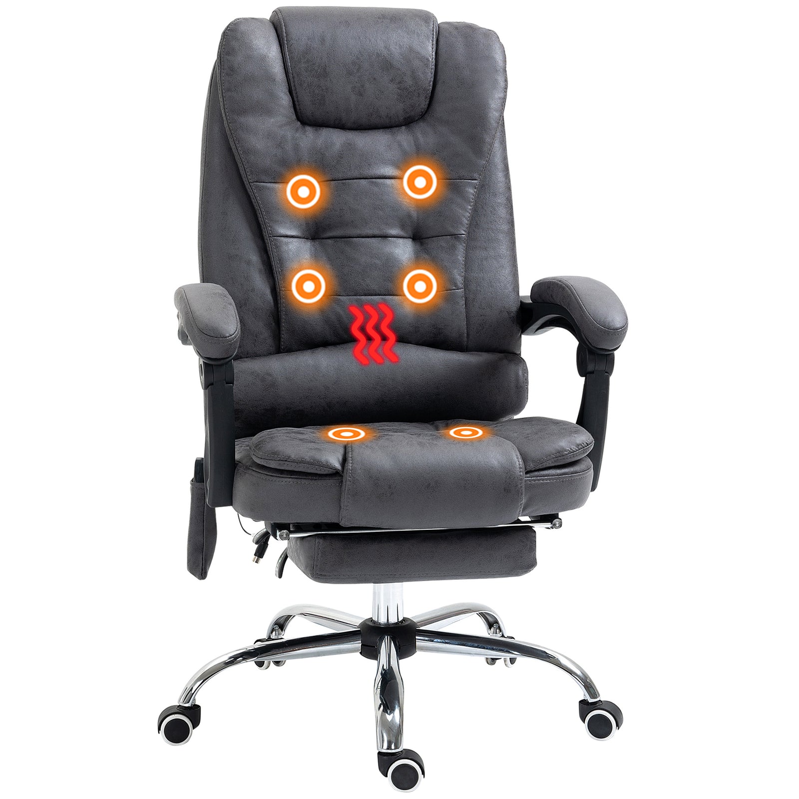 Heated Massage Office Chair 6 Vibration | Dark Gray