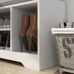 Upholstered Entryway Shoe Bench With Storage Drawer | One Size | White