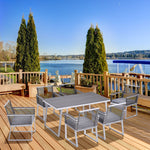Outsunny 7 Pcs Dining Set With 6 Pe Rattan Chairs & 1 Rectangle Table