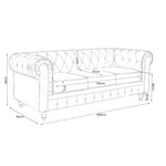 Button Tufted Faux Leather Living Room Sofa - 2 Seater | Brown