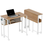 80 Cm Foldable Computer Desk On Wheels For Small Spaces | Natural