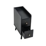 Modern Mdf Bedside Table With 2 Drawers | Black