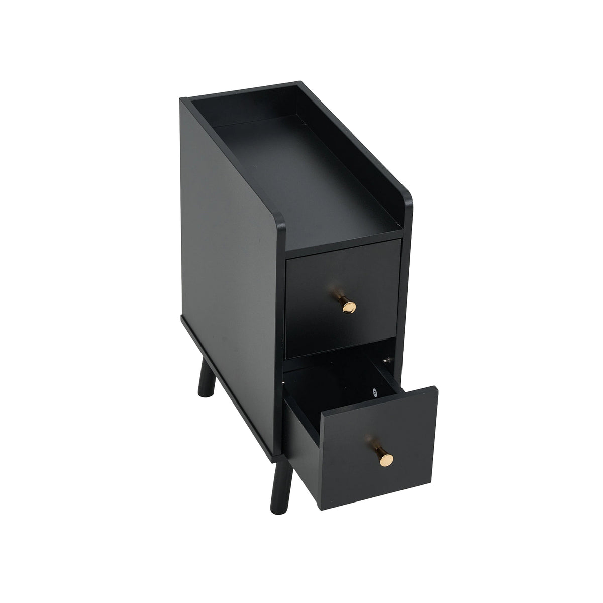 Modern Mdf Bedside Table With 2 Drawers | Black