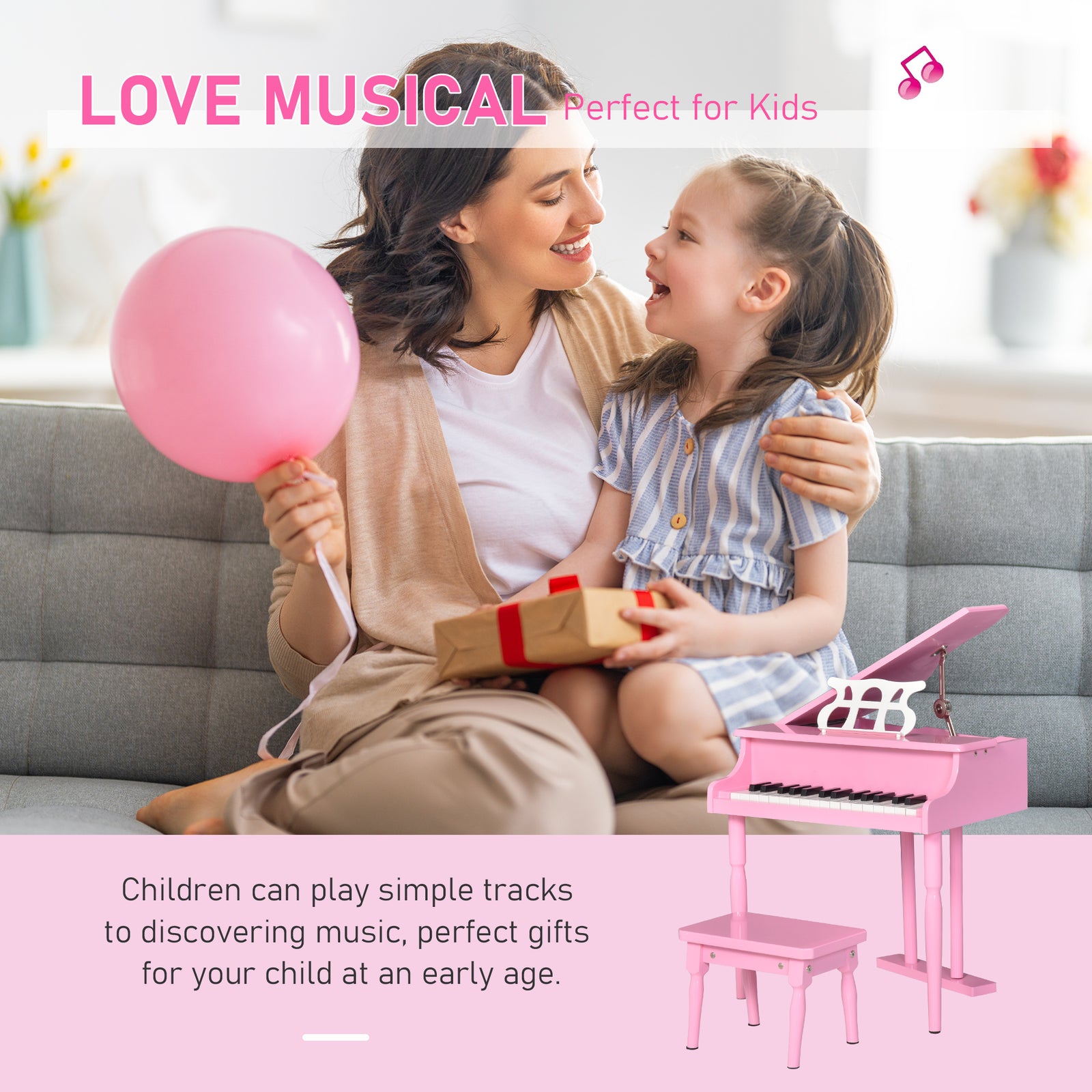 30 Keys Mini Kids Piano With Music Stand And Bench Best Gifts Toy