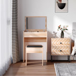 Dressing Table Set Cushioned Stool Flip-up Mirror Chipboard | One Size | Natura