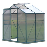 Polycarbonate Greenhouse– Aluminum Frame Walk-in Greenhouse With Sliding Door & Ventilation Window For Plants & Flowers, Green, 4 x 6ft