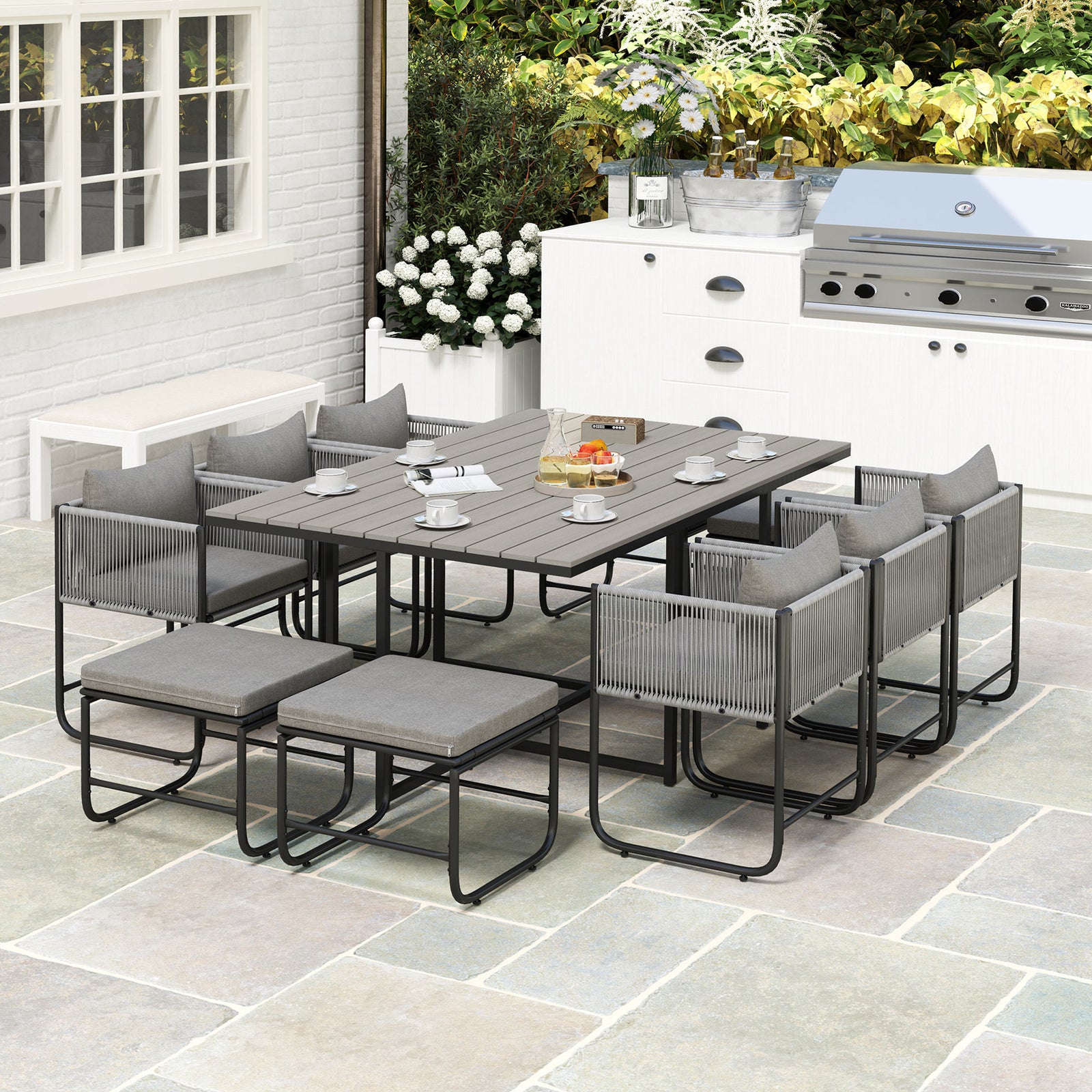 Rattan Dining Set, Garden Table & Chair Sets Space-saving