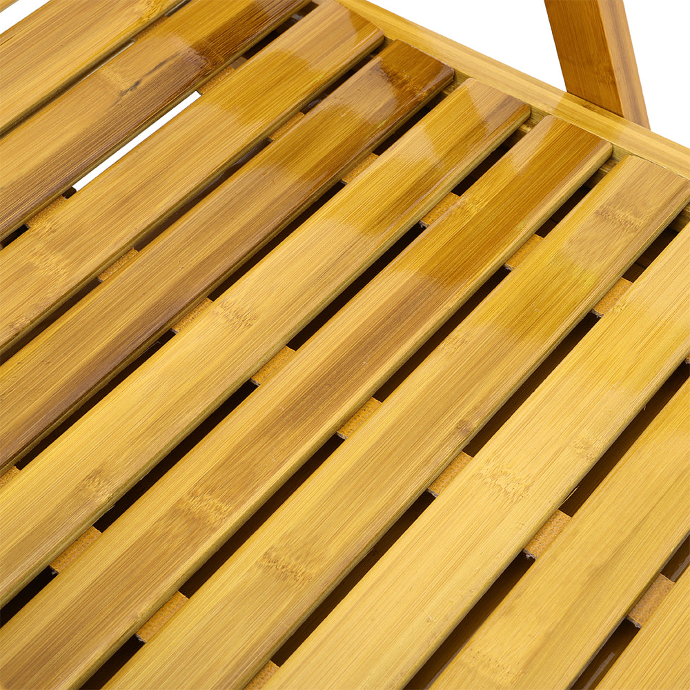 Bamboo Foldable Recliner Lounge Chair With Retractable Footrest | Light Brown