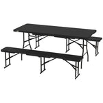 Rattan Effect Folding Picnic Table And Bench Set W/ Handles