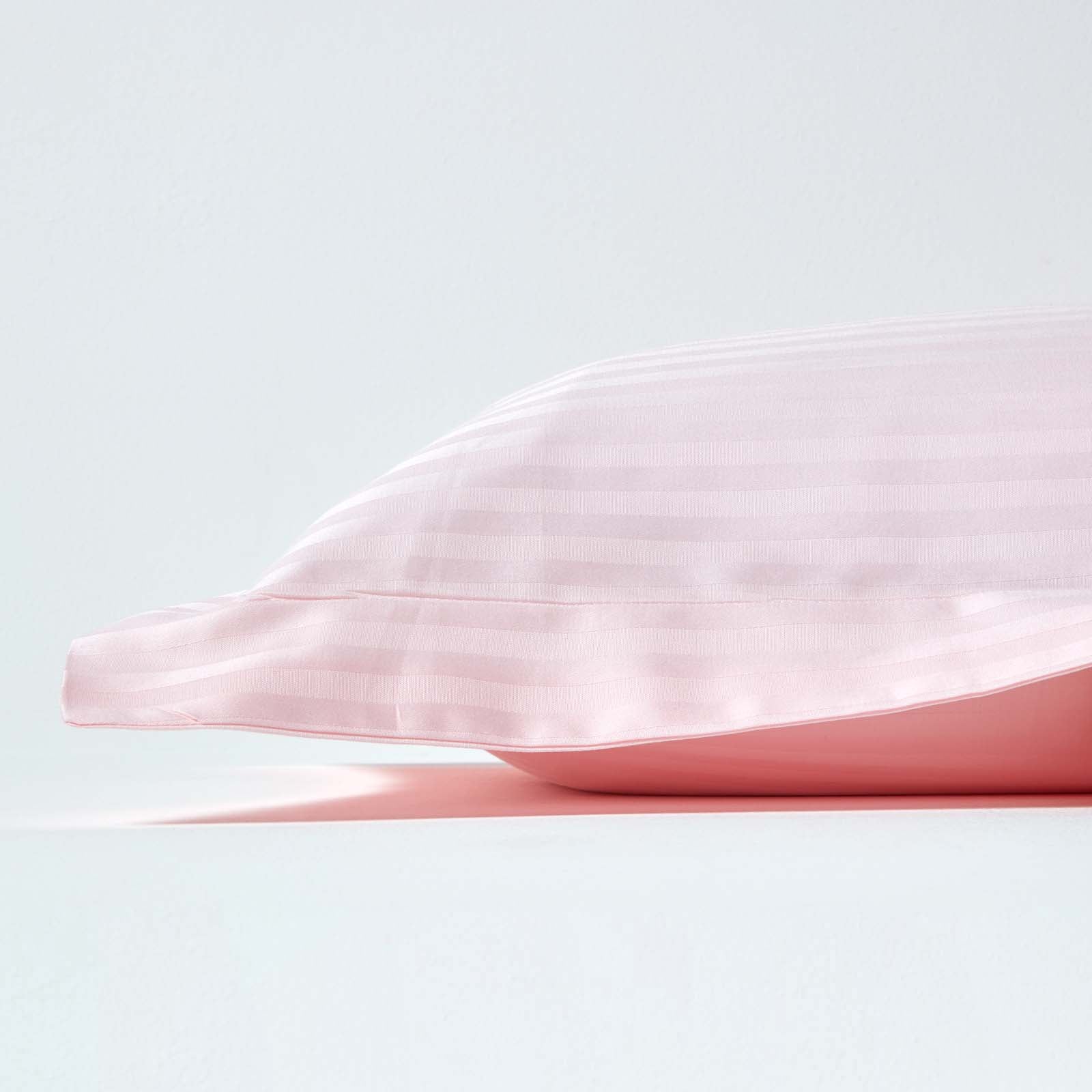 Egyptian Cotton Satin Stripe Oxford Pillowcase 330 Tc | King Pillow Case | Pink