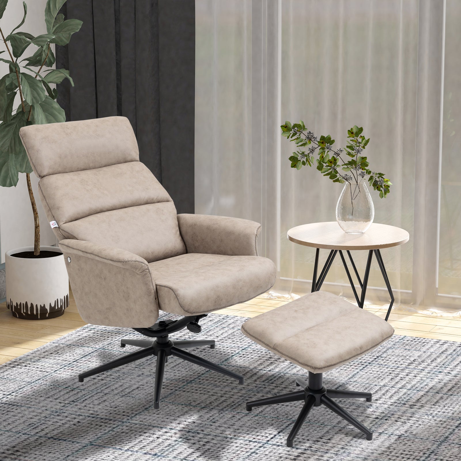 HOMCOM Swivel Recliner Chair W/ Ottoman Adjustable And Removable