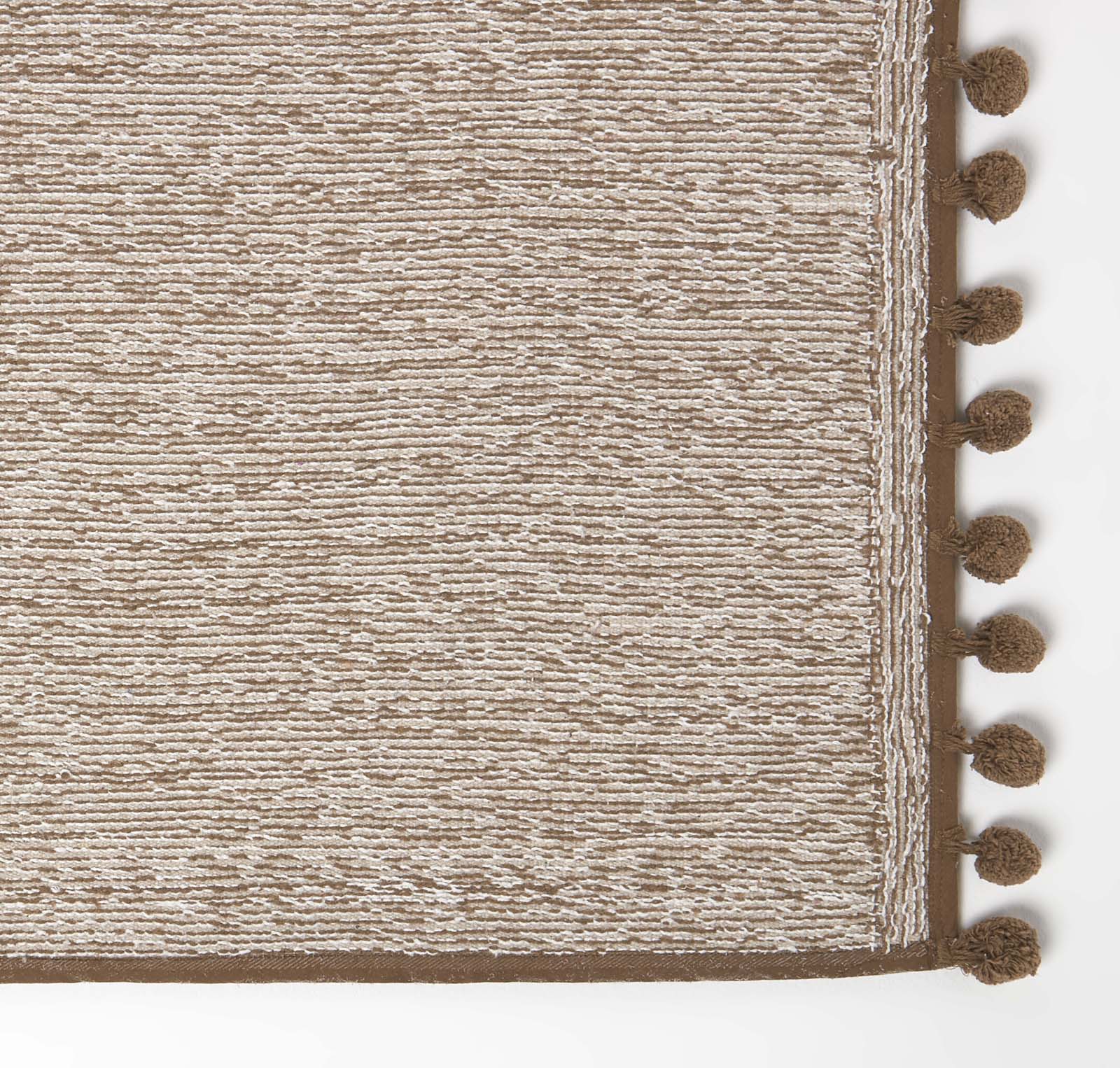 Tufted Cotton Bath Mat With Pom Pom Edges | 50 x 80cm | Chocolate Brown