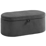 Storage Ottoman, Corduroy Ottoman Storage Box With Padded Seat | Dark Grey
